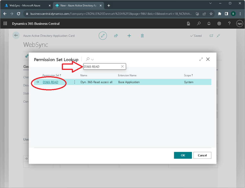 Find and add D365 READ permission