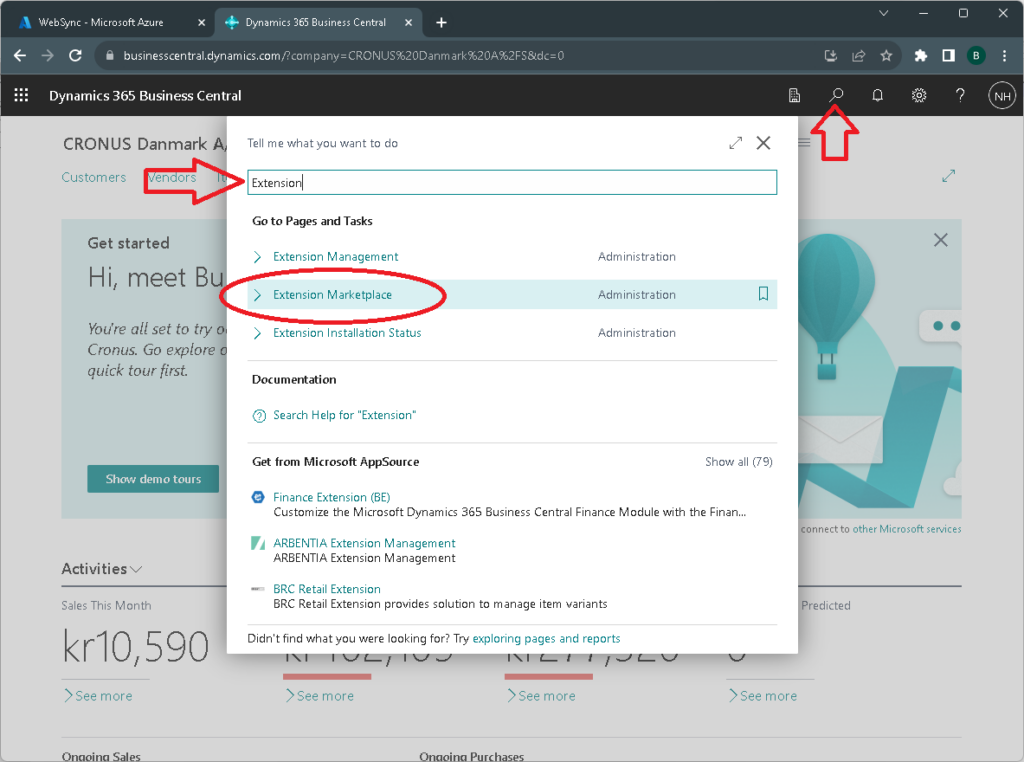 Open Business Central extension marketplace
