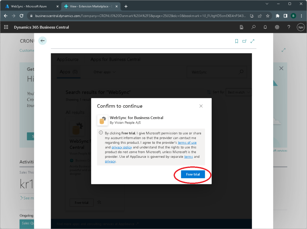 Confirm installation dialog