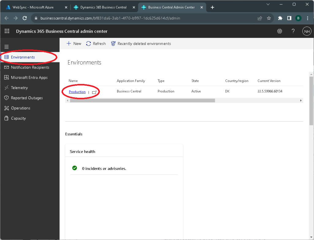 Find environment name